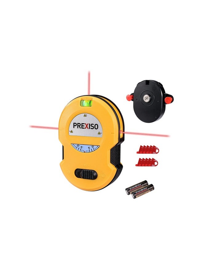 Prexiso PREXISO Multi Surface Laser Level LED Light Vial, 30Ft Horizontal & Vertical Line Laser with Wall Mount Base, 2 Pins, 10 Sticker, 2 AA Batteries for Hanging Frames & Picture, Construction Wall Writing  - Image 1