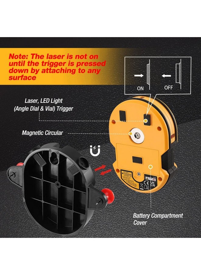 Prexiso PREXISO Multi Surface Laser Level LED Light Vial, 30Ft Horizontal & Vertical Line Laser with Wall Mount Base, 2 Pins, 10 Sticker, 2 AA Batteries for Hanging Frames & Picture, Construction Wall Writing  - Image 2