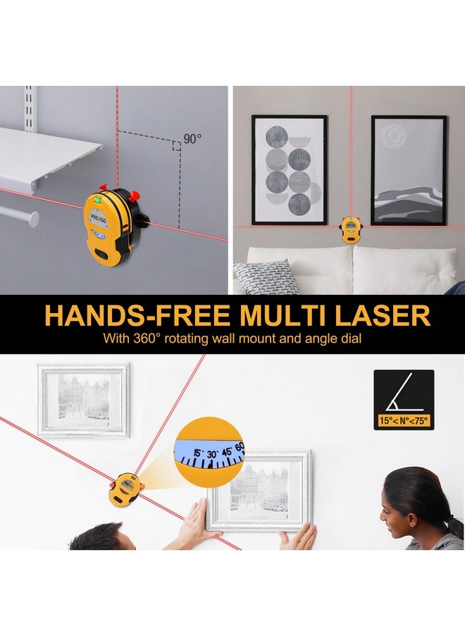 Prexiso PREXISO Multi Surface Laser Level LED Light Vial, 30Ft Horizontal & Vertical Line Laser with Wall Mount Base, 2 Pins, 10 Sticker, 2 AA Batteries for Hanging Frames & Picture, Construction Wall Writing  - Image 3
