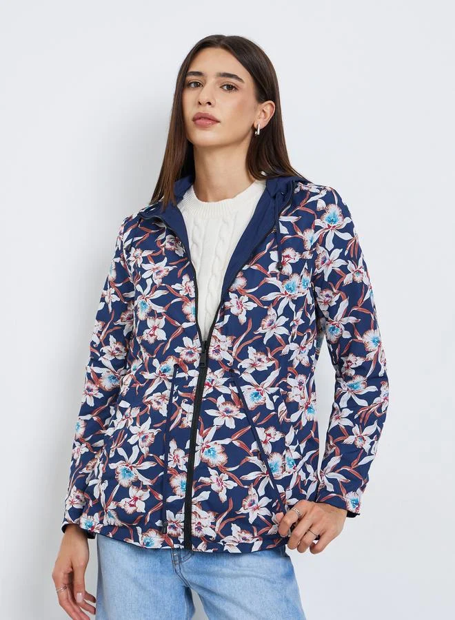 تايك تو جاكيت بغطاء رأس قابل للعكس بسحاب كامل