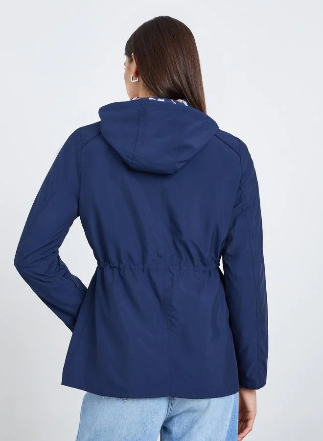 تايك تو جاكيت بغطاء رأس قابل للعكس بسحاب كامل