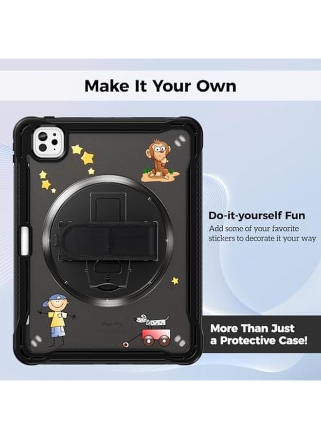 Procases Rugged Case For Ipad Pro 11Inch 2024 M4 With Pencil Hold Heavy Duty Shockproof Rugged Cover With Hand Strap 360 Degree Rotatable Kickstand Protective For Ipad Pro 11" 5Th Generation Black - Image 5