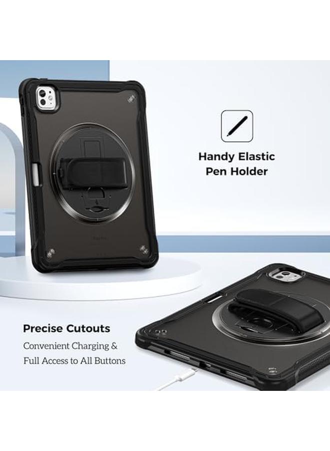 Procases Rugged Case For Ipad Pro 11Inch 2024 M4 With Pencil Hold Heavy Duty Shockproof Rugged Cover With Hand Strap 360 Degree Rotatable Kickstand Protective For Ipad Pro 11" 5Th Generation Black - Image 2