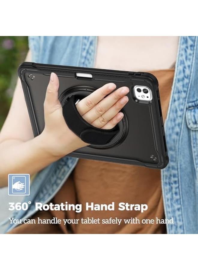 Procases Rugged Case For Ipad Pro 11Inch 2024 M4 With Pencil Hold Heavy Duty Shockproof Rugged Cover With Hand Strap 360 Degree Rotatable Kickstand Protective For Ipad Pro 11" 5Th Generation Black - Image 4