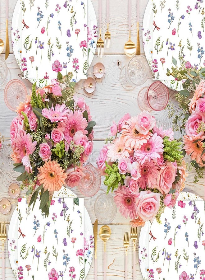 LDFDRT Wildflower Paper Plates and Napkins Set of 40 | 20x 7 inch Floral Cake Plates & 20x Floral Napkins | Elegant Birthday, Wedding, Party Decorations for Desserts Cake - Image 3