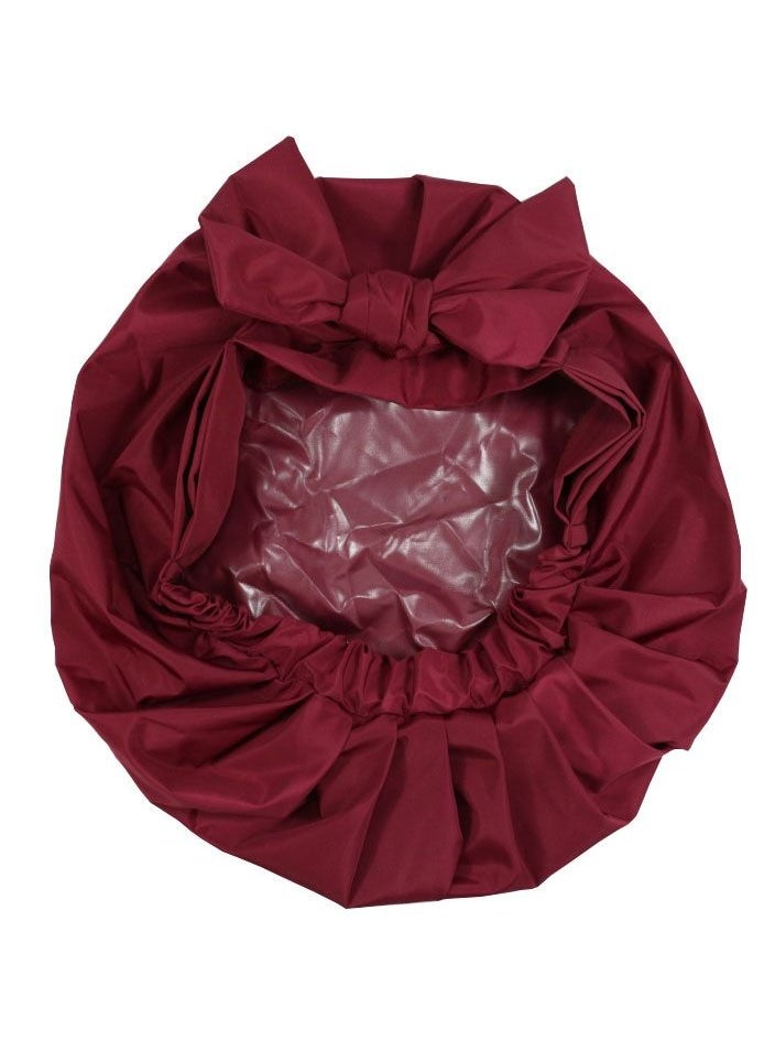 ORiTi Extra Large Shower Cap, Bowknot Double Layer Reusable Bath Hair Caps With Silky Satin for Women Beauty Bathing, Hair Spa, Home Hotel Travel Use  - Image 4