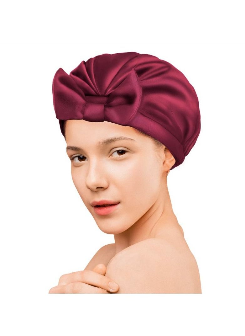 ORiTi Extra Large Shower Cap, Bowknot Double Layer Reusable Bath Hair Caps With Silky Satin for Women Beauty Bathing, Hair Spa, Home Hotel Travel Use  - Image 2