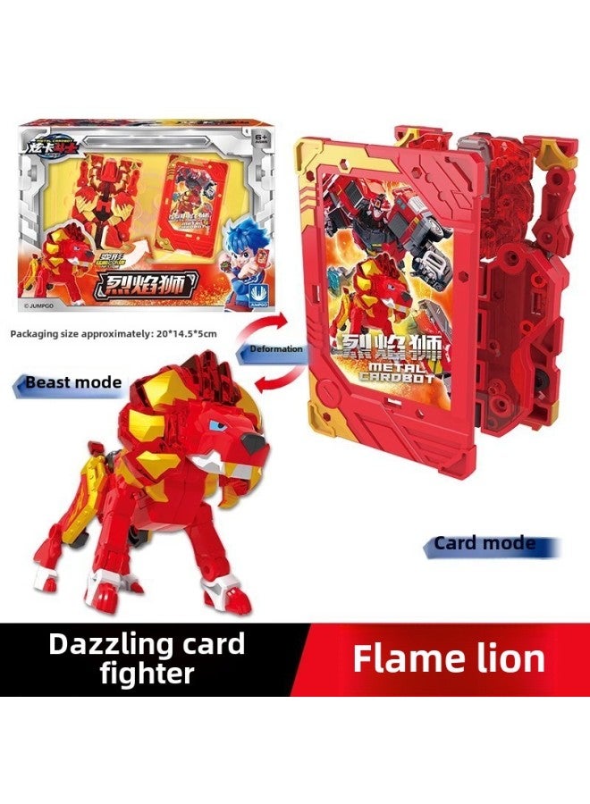 Dazzle Card Fighter Dazzle Blue Lightning Transformation Robot Assembling Toy Children Boy Transformation Summoner Mecha Gift-Color:8131 Flame Lion  - Image 1