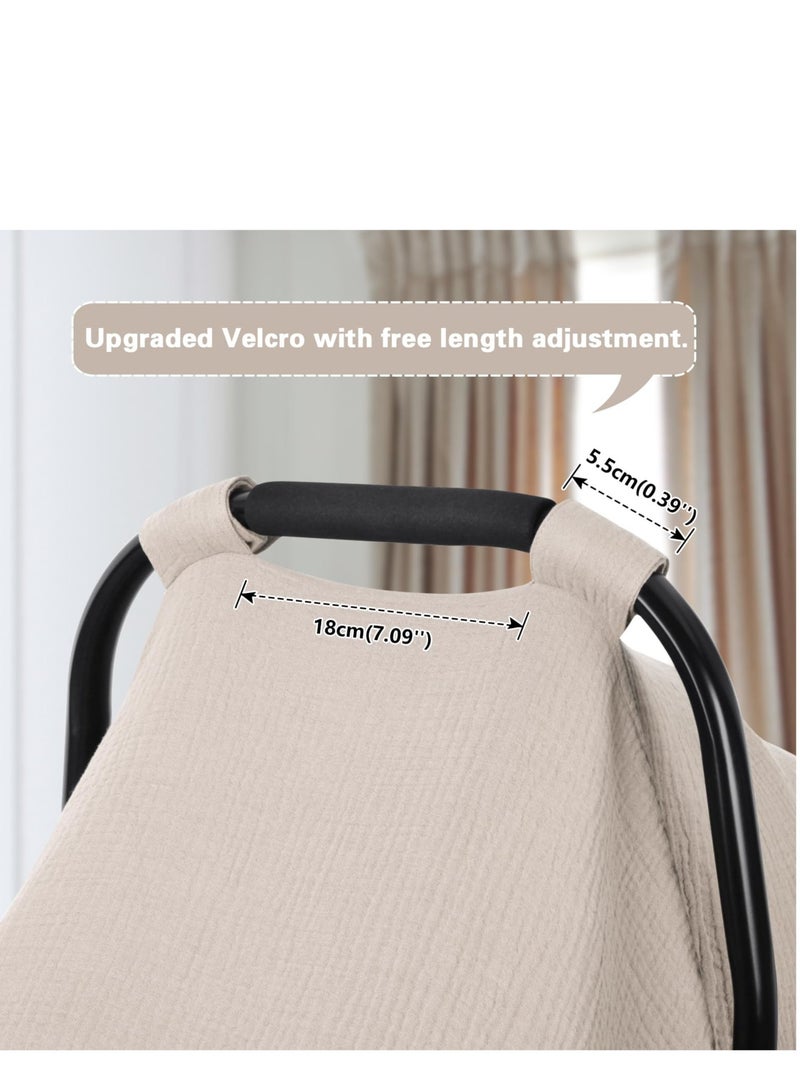 SOLARAE Muslin Carseat Cover for Babies, Breathable Infant Carseat Cover Lightweight Baby Carrier Cover, Multi-use Carseat Canopy Cover, Breathable & Lightweight Car Seat Covers - Image 5