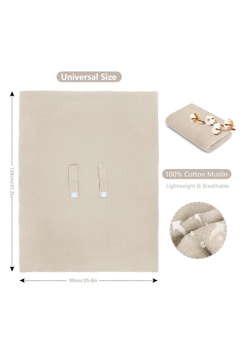 SOLARAE Muslin Carseat Cover for Babies, Breathable Infant Carseat Cover Lightweight Baby Carrier Cover, Multi-use Carseat Canopy Cover, Breathable & Lightweight Car Seat Covers - Image 2