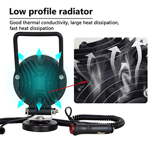 SKYWORLD Magnetic Led Work Light 12V, SKYWORLD 1PCS 4 Inch 42W Round Spot Off Road Driving Fog Lamp, Portable Magnetic Base Holder for Car SUV Trailer Tractor Truck Engineering Maintenance Garage Camping - Image 5