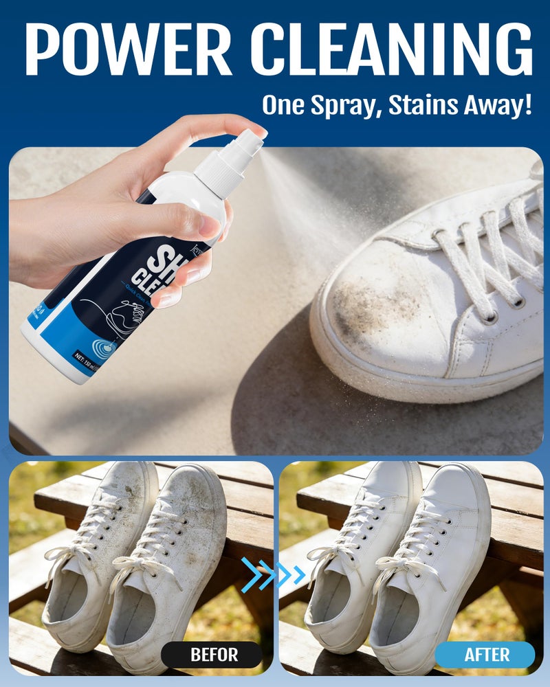 Jevvu Shoe Cleaner, Sneaker Cleaner for White Shoes, Leather, Rubber, Mesh & Knit â€“ Easy-to-Use Spray for Everyday Dirt and Marks - Image 2