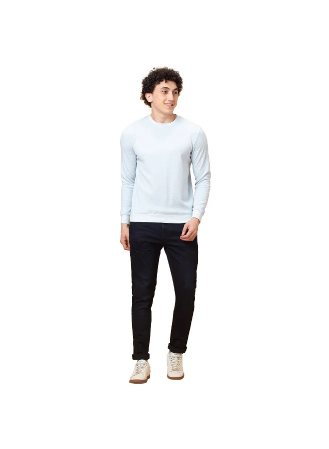 بيينغ هيومان Mens Light Blue Round Neck Long Sleeve Sweatshirt