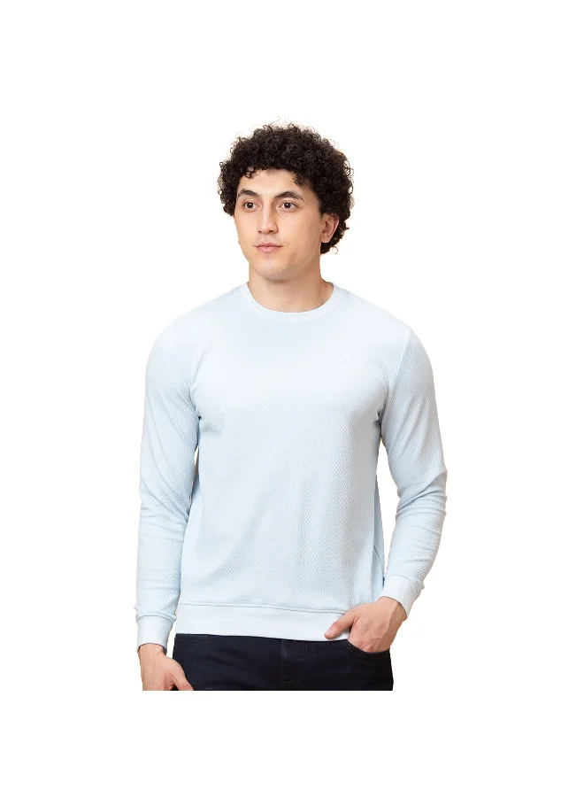بيينغ هيومان Mens Light Blue Round Neck Long Sleeve Sweatshirt