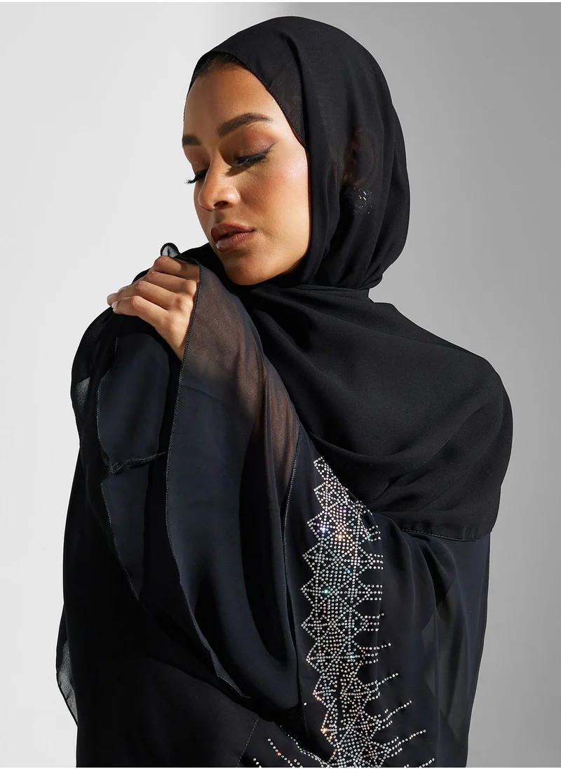 Khizana Embellished Detail Abaya With Sheila
