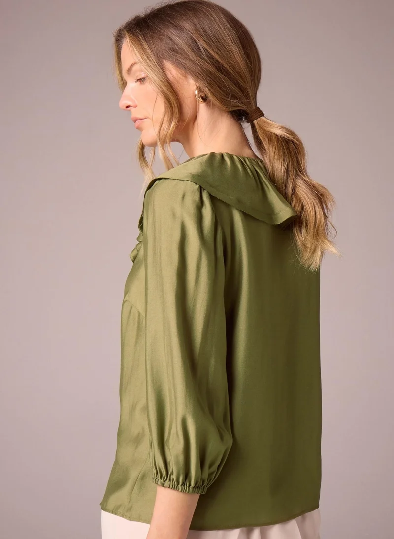 Matalan Et Vous Khaki Frill Blouse