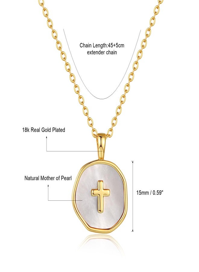 Joxevyia Gold Mini Cross Necklace for Women Tiny Mother of Pearl Cross Necklace Christian Faith Jewelry Gift for Baptism First Communion Christmas - Image 5