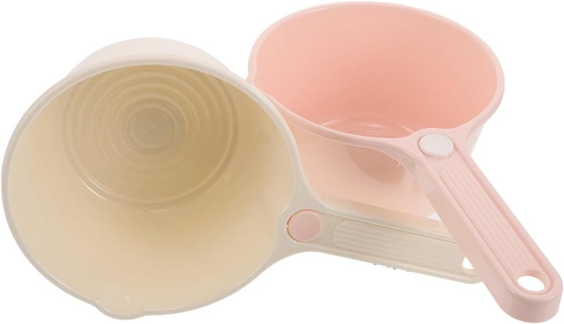 2pcs Baby Bath Cup: Plastic Water Ladles Scooper with Long Handle and Spout - Bathroom Shampoo Rinse Cup for Hair Washing, Camping & Cleaning - Image 1