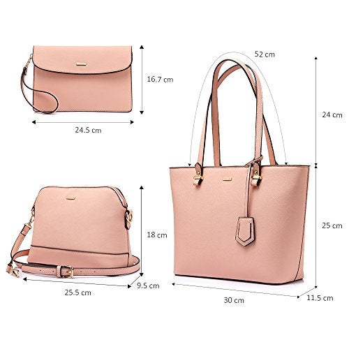 Lovevook Handbags for Women Shoulder Bags Tote Satchel Hobo 3pcs Purse Set Pink - Image 4