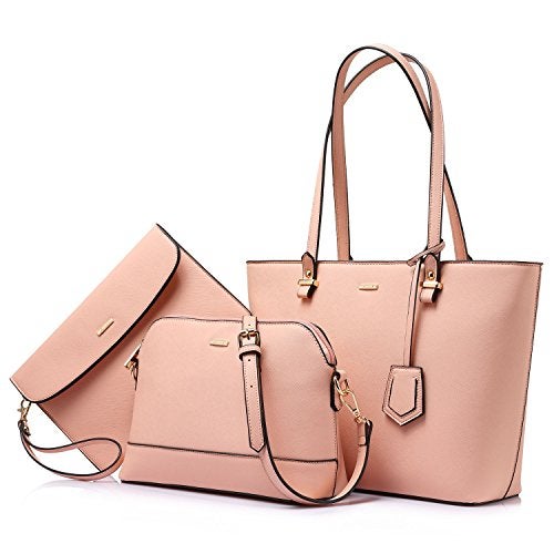 Lovevook Handbags for Women Shoulder Bags Tote Satchel Hobo 3pcs Purse Set Pink - Image 1