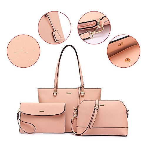 Lovevook Handbags for Women Shoulder Bags Tote Satchel Hobo 3pcs Purse Set Pink - Image 5