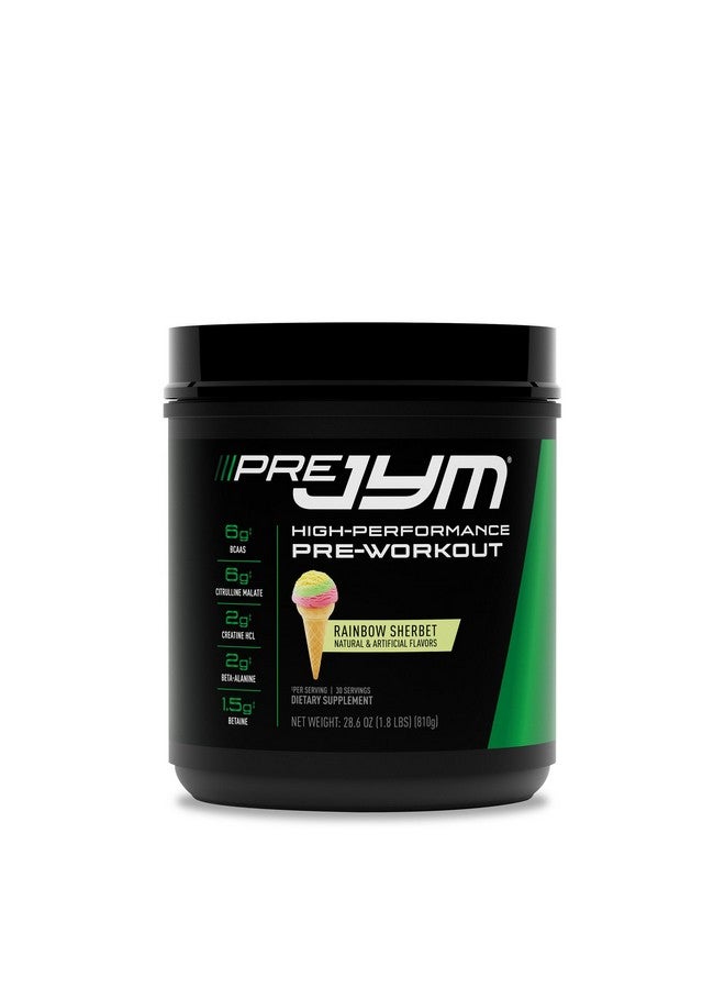 JYM Supplement Science Pre JYM Rainbow Sherbet Pre Workout Powder for Men & Women, BCAAs, Nootropics, Creatine HCI, Citrulline, Beta-Alanine, Betaine, Taurine, Huperzine, 30 Servings - Image 1