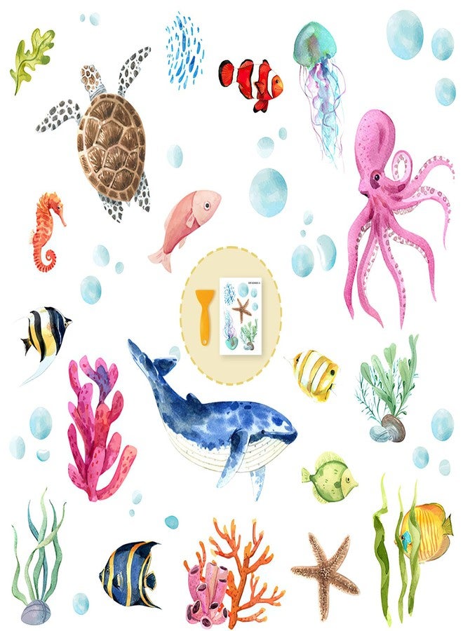 PRATIQUE Non Slip Bathtub Stickers, 6 Pages Sea Organism Adhesive Kids Anti Slip Decal Threads for Shower Floor and Bath Tub Decals(Ocean) - Image 1