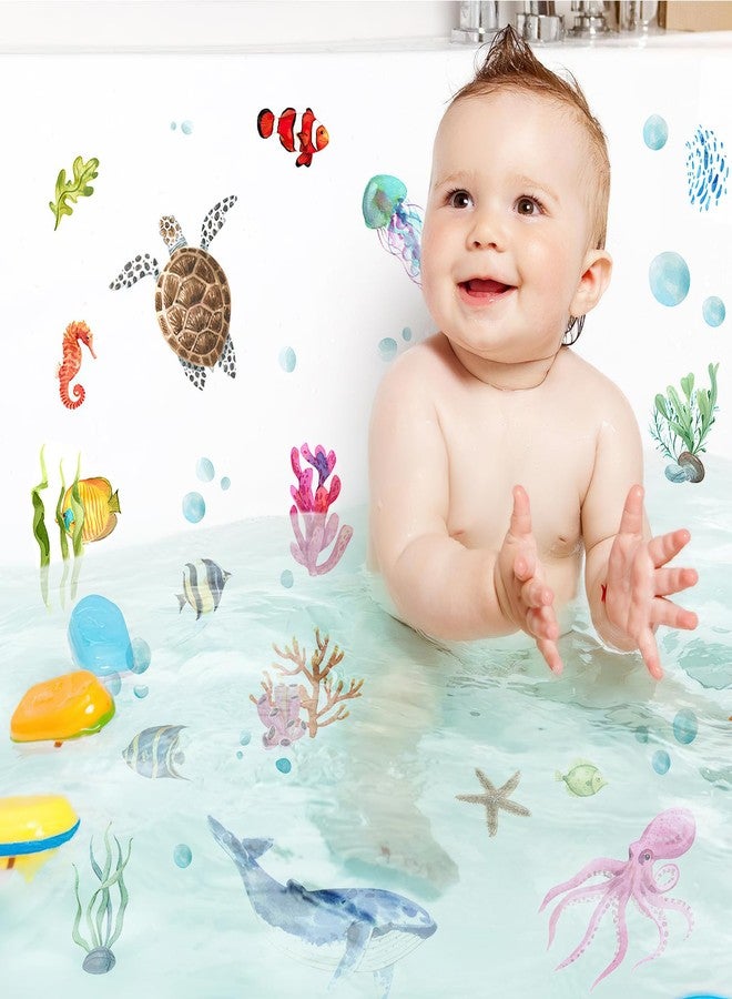 PRATIQUE Non Slip Bathtub Stickers, 6 Pages Sea Organism Adhesive Kids Anti Slip Decal Threads for Shower Floor and Bath Tub Decals(Ocean) - Image 5