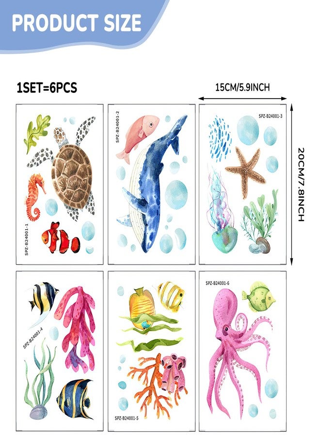 PRATIQUE Non Slip Bathtub Stickers, 6 Pages Sea Organism Adhesive Kids Anti Slip Decal Threads for Shower Floor and Bath Tub Decals(Ocean) - Image 4