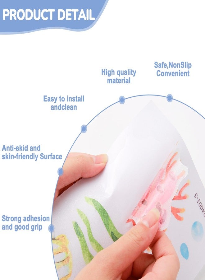 PRATIQUE Non Slip Bathtub Stickers, 6 Pages Sea Organism Adhesive Kids Anti Slip Decal Threads for Shower Floor and Bath Tub Decals(Ocean) - Image 2