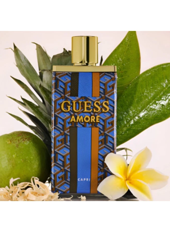 GUESS Amore Capri Unisex Gift Set EDT 100ml+7.5ml (Travel Size)+Clutch Bag - Image 3