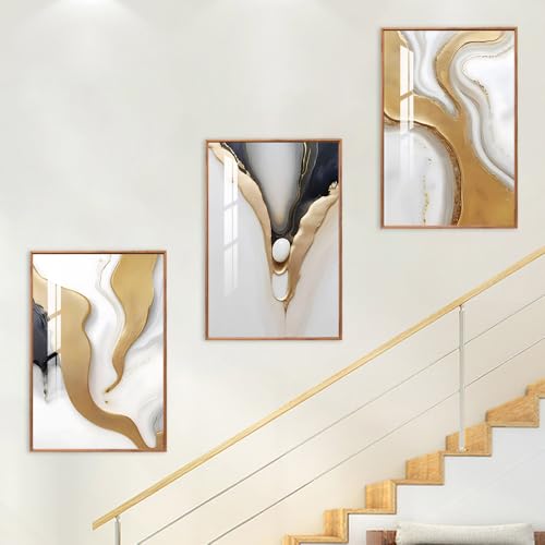 MPLONG Large Framed Wood grain color Neutral Abstract Wall Art for Living Room 3 Piece Boho Canvas Prints Paintings Artwork for Walls Aesthetic Watercolor Pictures for Hallway Office Wall Decor 16x24 In - Image 3