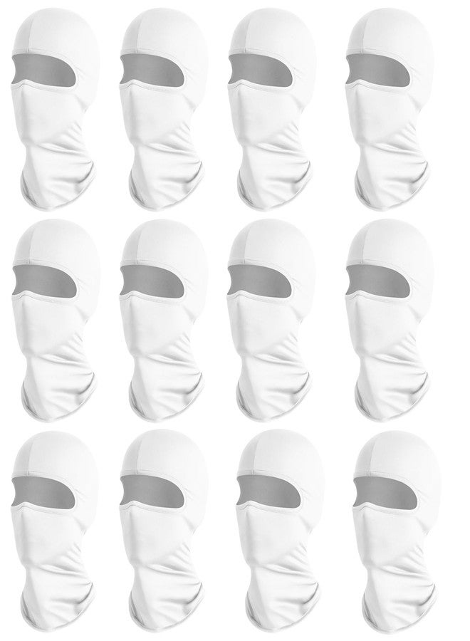 Wheebo 12 Pieces Balaclava Face Mask for Men Women Summer Cooling Neck Gaiter Cycling Caps, UV Protector Motorcycle Ski Scarf (White) - Image 1