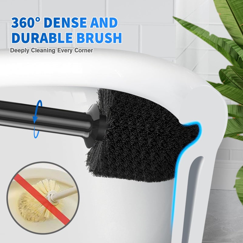 LOVLOY Toilet Plunger and Brush, Bowl Brush and Heavy Duty Toilet Plunger Set with Ventilated Holder, 2-in-1 Toilet Brush and Plunger Combo for 5.3-inch Toilet Drain Bathroom Cleaning (Black) - Image 4