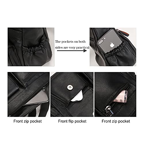 Artwell Fashion Hobo Crossbody Bag For Women Shoulder Bag PU Leather Handbags Purses Multi Pocket Zipper Messenger Tote Bag (Black) - Image 4