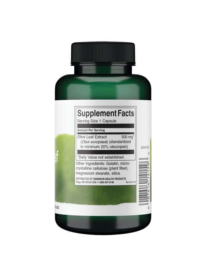 SWANSON كبسولات مستخلص ورق الزيتون مع 20% أوليوروبين - تدعم المناعة، تعزز صحة الجهاز القلبي الوعائي، وتدعم ضغط الدم الصحي - (120 كبسولة، 500 ملغ لكل منها) - Image 2