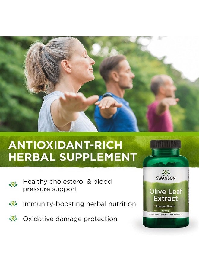SWANSON كبسولات مستخلص ورق الزيتون مع 20% أوليوروبين - تدعم المناعة، تعزز صحة الجهاز القلبي الوعائي، وتدعم ضغط الدم الصحي - (120 كبسولة، 500 ملغ لكل منها) - Image 3