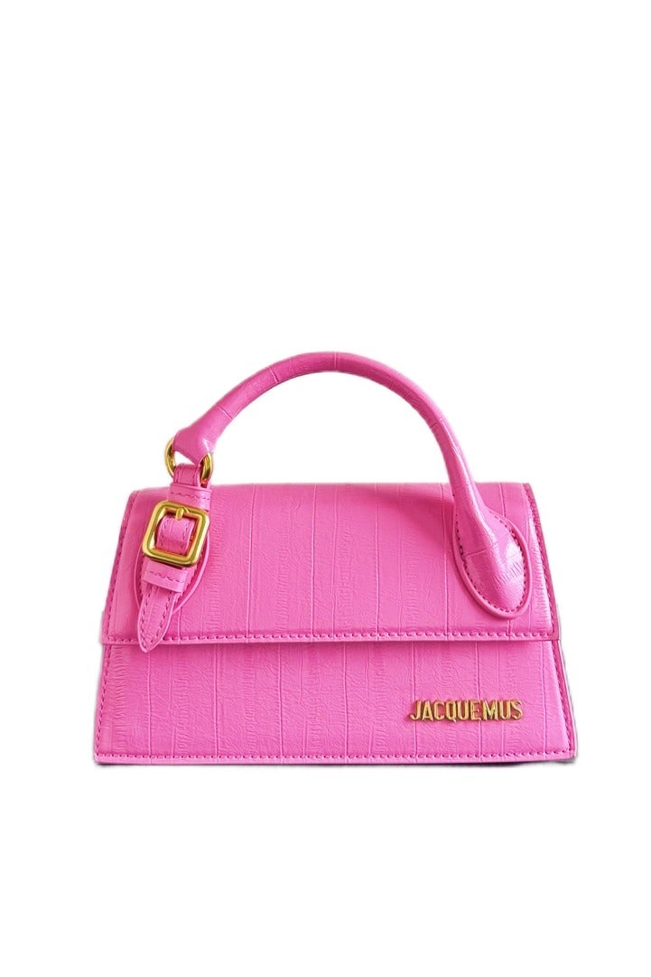 Croc Embossed Leather Long Le Chiquito Top Handle Bag With Crossbody Strap - Image 1