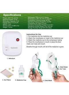 Control D Neb112 Respiratory Nebulizer With Complete Kit For Kids & Adults Nebulizer (White, Blue)  - Image 5