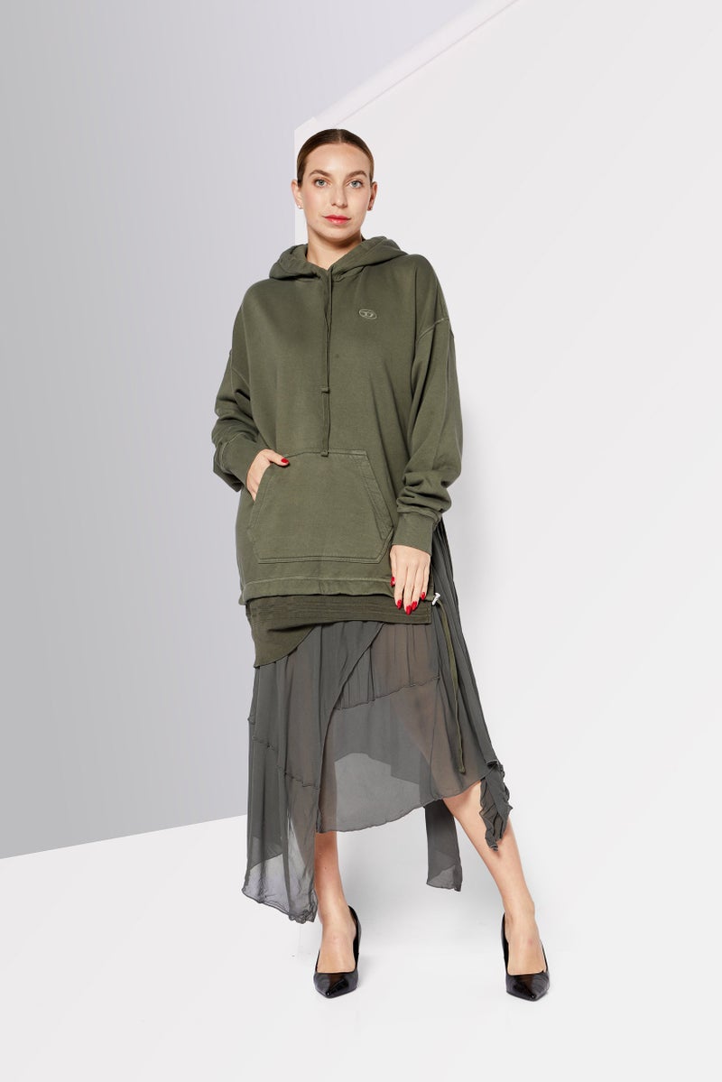 DIESEL Women Embroidered Logo Midi Dress, Olive - Image 2