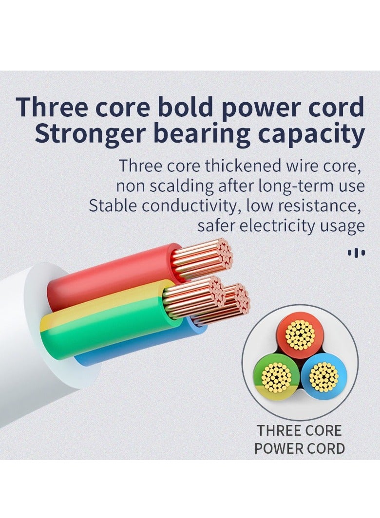 مقبس تمديد سلك الطاقة العالمي، محول قابس حائط مع (2.1 أمبير) 3 منافذ USB، 1 منفذ من النوع C و4 مجموعات منافذ طاقة ذكية، حماية من زيادة التيار، سلك طاقة بمقبس المملكة المتحدة (3 متر/أبيض) - Image 4