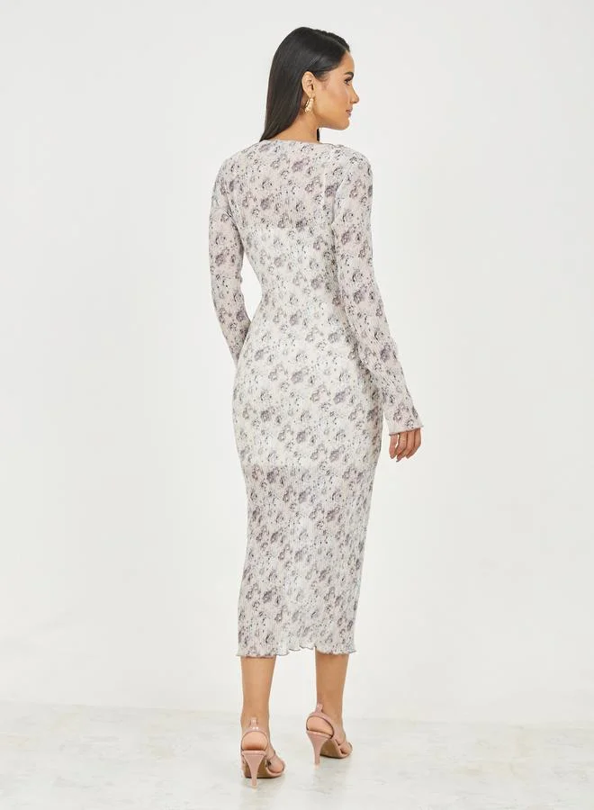 Styli Floral Print Midi Dress