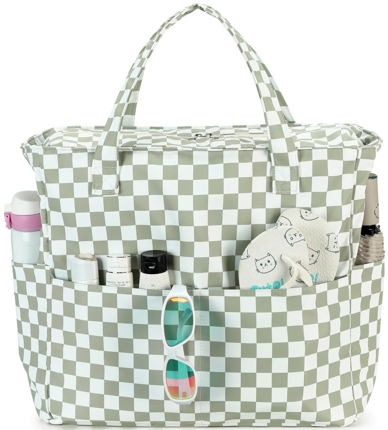 LEDAOU Beach Bag Waterproof Sandproof Women Tote Bag Pool Bag with Zipper for Gym Grocery Travel with Wet Pocket - Image 2