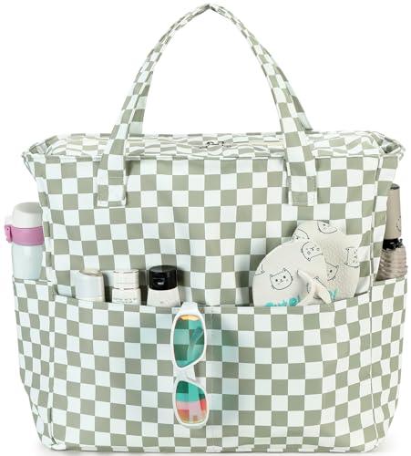 LEDAOU Beach Bag Waterproof Sandproof Women Tote Bag Pool Bag with Zipper for Gym Grocery Travel with Wet Pocket - Image 1
