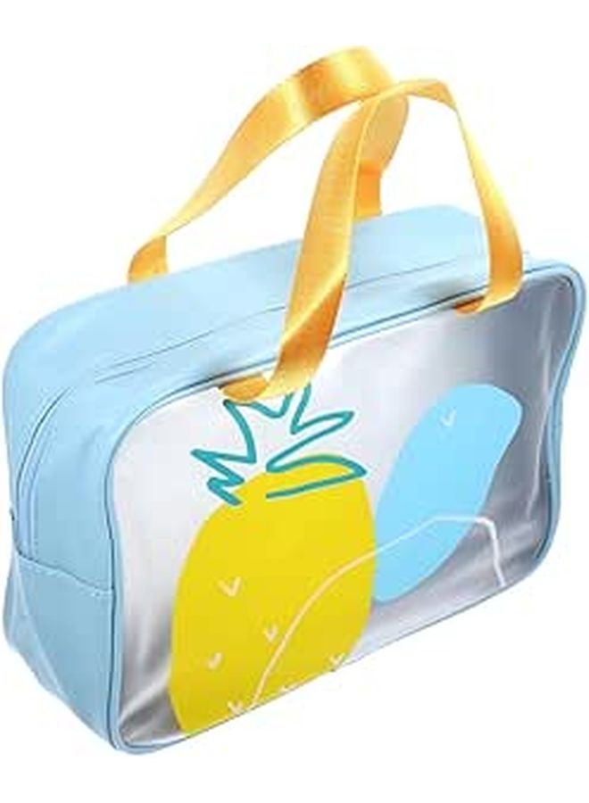 Waterproof Makeup Bag Large Capacity Dry Wet Separation Toiletry Organizer Travel Cosmetic Bag With Handle Medium Tropical Blue - Image 1