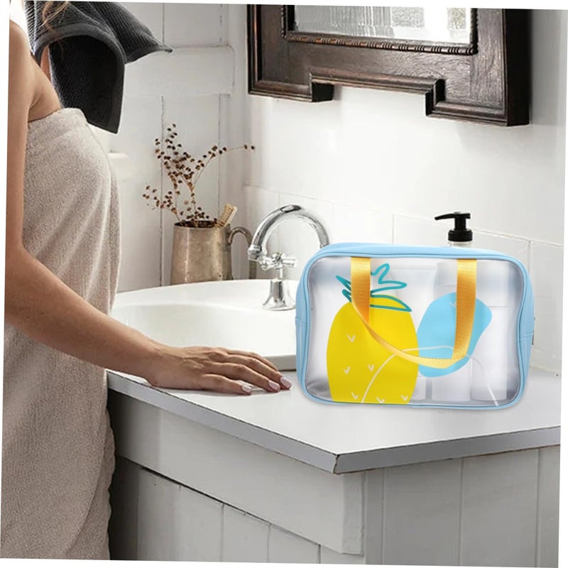 Waterproof Makeup Bag Large Capacity Dry Wet Separation Toiletry Organizer Travel Cosmetic Bag With Handle Medium Tropical Blue - Image 5