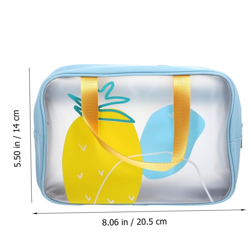 Waterproof Makeup Bag Large Capacity Dry Wet Separation Toiletry Organizer Travel Cosmetic Bag With Handle Medium Tropical Blue - Image 3
