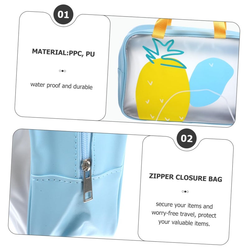 Waterproof Makeup Bag Large Capacity Dry Wet Separation Toiletry Organizer Travel Cosmetic Bag With Handle Medium Tropical Blue - Image 4