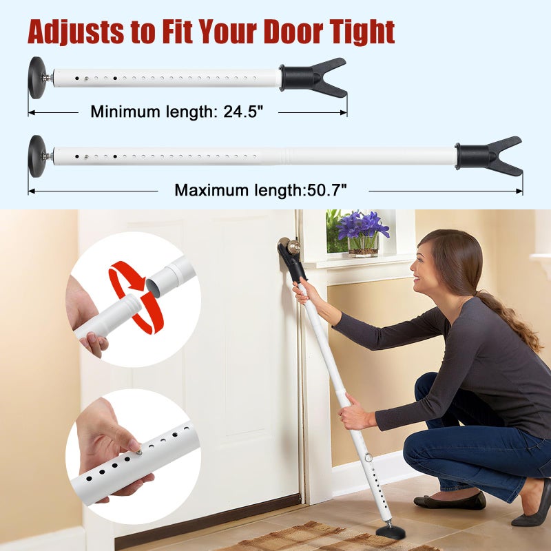 Wefaith Door Security Bar â€“ 600LB Heavy Duty Anti-Slip Door Stopper Jammer Stick,Adjustable 24.5â€“50.7'' Lock Blocker for Home,Apartment&Travel,Portable for Hinged Front & Sliding Patio Doors - Image 4