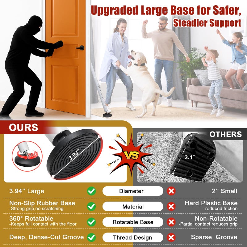 Wefaith Door Security Bar â€“ 600LB Heavy Duty Anti-Slip Door Stopper Jammer Stick,Adjustable 24.5â€“50.7'' Lock Blocker for Home,Apartment&Travel,Portable for Hinged Front & Sliding Patio Doors - Image 2
